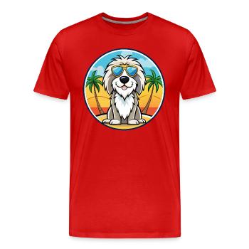 Picardie Schäferhund Rasse Cartoon Sonnenbrille Strand - Männer Premium Bio T-Shirt - Rot - Vorne - Damien (186cm)