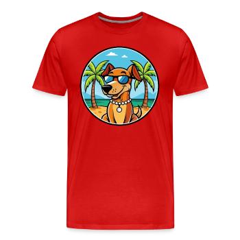 Polnische Jagdhunderasse Cartoon Sonnenbrille Strand - Männer Premium Bio T-Shirt - Rot - Vorne - Damien (186cm)