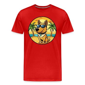 Polnische Jagdhunderasse Cartoon Sonnenbrille Strand - Männer Premium Bio T-Shirt - Rot - Vorne - Damien (186cm)