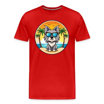 Skye Terrier Chien Race Dessin Animé Lunettes De Soleil Plage - T-shirt bio Premium Homme - rouge - Devant - Damien (186cm)