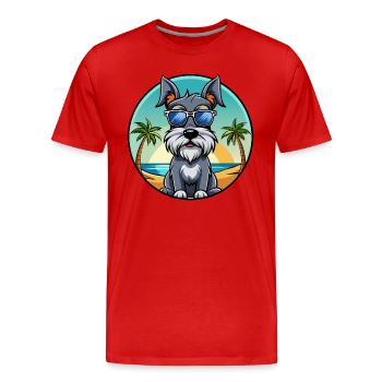 Lunettes de soleil standard Schnauzer Dog Breed Cartoon - T-shirt bio Premium Homme - rouge - Devant - Damien (186cm)