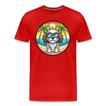 Tibetische Kyi Apso Hunderasse Cartoon Sonnenbrille Strand - Männer Premium Bio T-Shirt - Rot - Vorne - Damien (186cm)