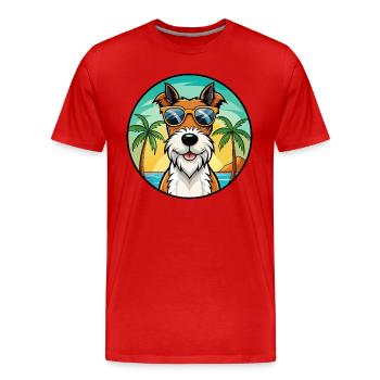 Draht Foxterrier Hunderasse Cartoon Sonnenbrille Strand - Männer Premium Bio T-Shirt - Rot - Vorne - Damien (186cm)