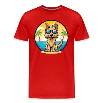 Berger Picard Hunderasse Cartoon Sonnenbrille Strand - Männer Premium Bio T-Shirt - Rot - Vorne - Damien (186cm)