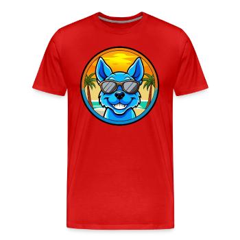 Blue Heeler Hunderasse Cartoon Sonnenbrille Strand - Männer Premium Bio T-Shirt - Rot - Vorne - Damien (186cm)