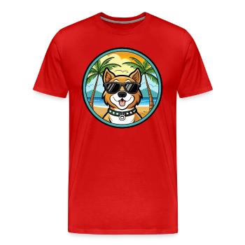 Cao De Castro Laboreiro Hunderasse Cartoon Strand - Männer Premium Bio T-Shirt - Rot - Vorne - Damien (186cm)