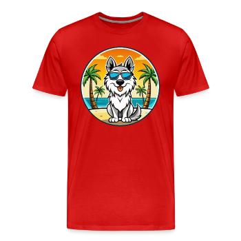 Carpathian Shepherd Dog Breed Cartoon Sunglasses - Men's Premium Organic T-Shirt - red - Front - Damien (186cm)