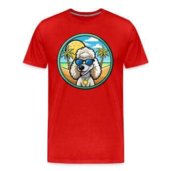 Corded Poodle Dog Breed Cartoon Sunglasses Beach - Men's Premium Organic T-Shirt - red - Front - Damien (186cm)