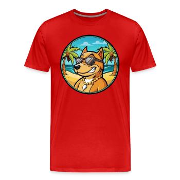 Cordoue Chien De Combat Race Dessin Animé Lunettes De Soleil Plage - T-shirt bio Premium Homme - rouge - Devant - Damien (186cm)