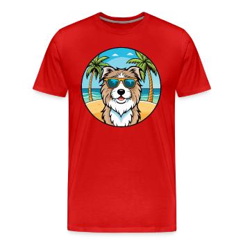 Catalan Sheepdog Breed Cartoon Sunglasses Beach - Men's Premium Organic T-Shirt - red - Front - Damien (186cm)