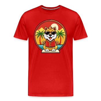 Chinese Imperial Dog Breed Cartoon Sunglass Beach - Men's Premium Organic T-Shirt - red - Front - Damien (186cm)