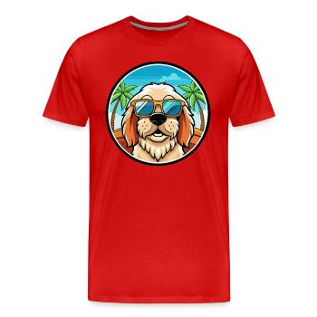 Clumber Spaniel Dog Breed Cartoon Sunglasses Beach - Men's Premium Organic T-Shirt - red - Front - Damien (186cm)