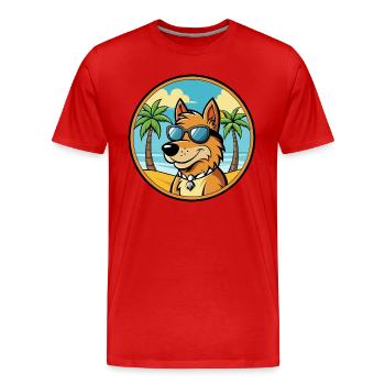 Frisian Pointing Dog Breed Cartoon Sunglass Beach - Men's Premium Organic T-Shirt - red - Front - Damien (186cm)