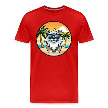 Himalaya Schäferhund Rasse Cartoon Sonnenbrille Strand - Männer Premium Bio T-Shirt - Rot - Vorne - Damien (186cm)