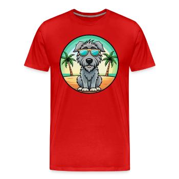 Irish Wolfhound Dog Breed Cartoon Sunglasses Beach - Men's Premium Organic T-Shirt - red - Front - Damien (186cm)