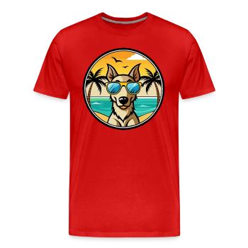 Lurcher chien race dessin animé lunettes de soleil plage - T-shirt bio Premium Homme - rouge - Devant - Damien (186cm)