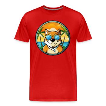 Moscow Watchdog Breed Cartoon Sunglasses Beach - Men's Premium Organic T-Shirt - red - Front - Damien (186cm)