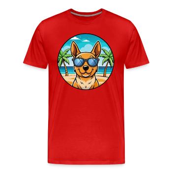Lancashire Heeler Dog Breed Cartoon Sunglass Beach - Men's Premium Organic T-Shirt - red - Front - Damien (186cm)