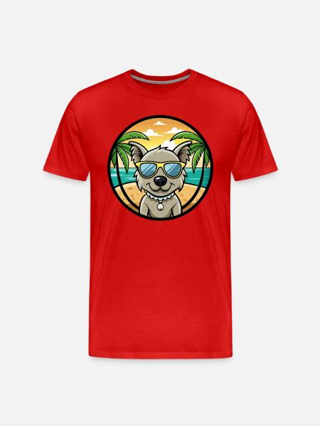 Pumi Hundras Tecknad Solglasögon Beach - Organic T-shirt Ekologisk premium-T-shirt herr - röd