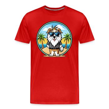 Picardie Schäferhund Rasse Cartoon Sonnenbrille Strand - Männer Premium Bio T-Shirt - Rot - Vorne - Damien (186cm)
