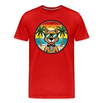 Portuguese Watchdog Breed Cartoon Sunglasses Beach - Men's Premium Organic T-Shirt - red - Front - Damien (186cm)