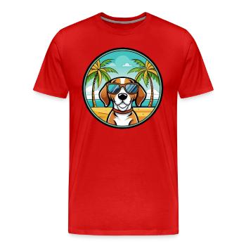 Treeing Walker Coonhound Dog Breed Cartoon Beach - Men's Premium Organic T-Shirt - red - Front - Damien (186cm)