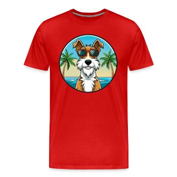 Draht Foxterrier Hunderasse Cartoon Sonnenbrille Strand - Männer Premium Bio T-Shirt - Rot - Vorne - Damien (186cm)
