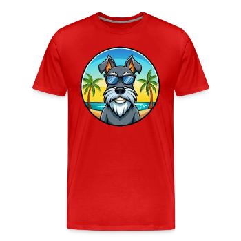 Lunettes de soleil standard Schnauzer Dog Breed Cartoon - T-shirt bio Premium Homme - rouge - Devant - Damien (186cm)