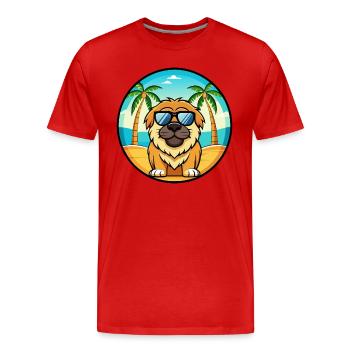 Tibetische Dogge Hunderasse Cartoon Sonnenbrille Strand - Männer Premium Bio T-Shirt - Rot - Vorne - Damien (186cm)