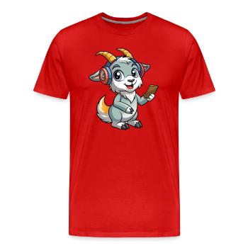 Ziege Lustige Zeichentrickfigur Kopfhörer Musik - Männer Premium Bio T-Shirt - Rot - Vorne - Damien (186cm)
