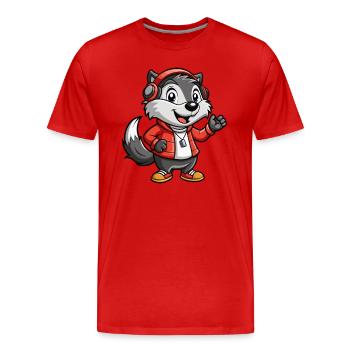 Badger Funny Cartoon Character Headphone Music - Men's Premium Organic T-Shirt - red - Front - Damien (186cm)