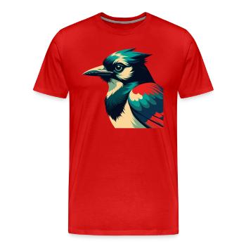 Geai bleu personnage de dessin animé animal de compagnie coloré - T-shirt bio Premium Homme - rouge - Devant - Damien (186cm)