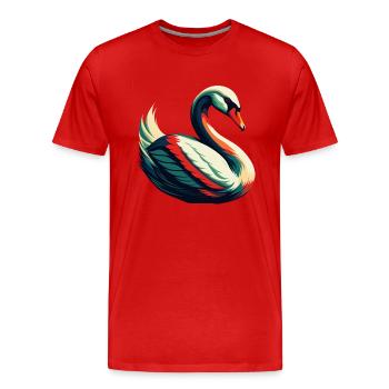 Cygne Personnage De Dessin Animé Animal De Compagnie Coloré - T-shirt bio Premium Homme - rouge - Devant - Damien (186cm)
