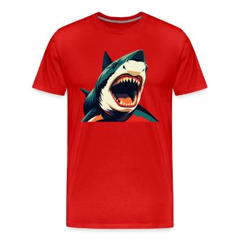 Hai Cartoon Figur Buntes Haustier Tier - Männer Premium Bio T-Shirt - Rot - Vorne - Damien (186cm)