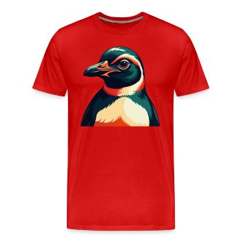 Pinguin Zeichentrickfigur Buntes Haustier Tier - Männer Premium Bio T-Shirt - Rot - Vorne - Damien (186cm)