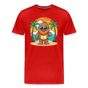 Big Foot Funny Cartoon Summer Beach Sunglasses - Men's Premium Organic T-Shirt - red - Front - Damien (186cm)