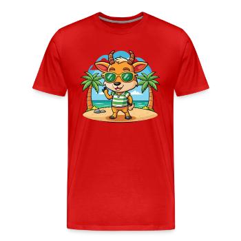 Lunettes de soleil de plage d’été de dessin animé drôle d’antilope - T-shirt bio Premium Homme - rouge - Devant - Damien (186cm)