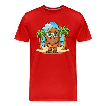 Big Foot Funny Cartoon Summer Beach Sunglasses - Men's Premium Organic T-Shirt - red - Front - Damien (186cm)