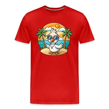 Lunettes de soleil de plage d’été de dessin animé drôle de cygne - T-shirt bio Premium Homme - rouge - Devant - Damien (186cm)