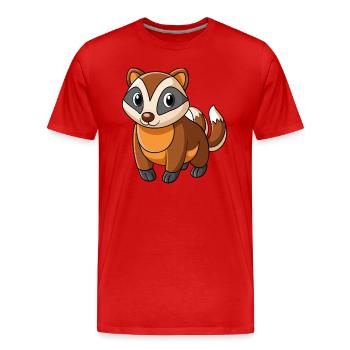Blaireau Mascotte mignonne Personnage de dessin animé Kawaii - T-shirt bio Premium Homme - rouge - Devant - Damien (186cm)