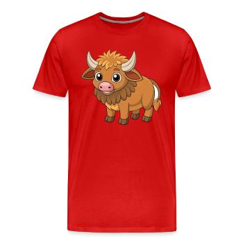 Buffalo Cute Mascot Cartoon Character Kawaii - Men's Premium Organic T-Shirt - red - Front - Damien (186cm)
