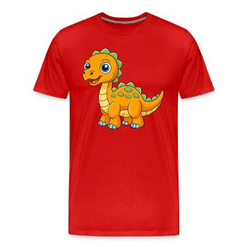 Dinosaure Mignon Mascotte Personnage De Dessin Animé Kawaii - T-shirt bio Premium Homme - rouge - Devant - Damien (186cm)