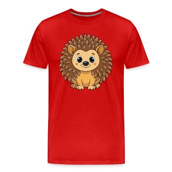 Hérisson Mignon Mascotte Personnage De Dessin Animé Kawaii - T-shirt bio Premium Homme - rouge - Devant - Damien (186cm)