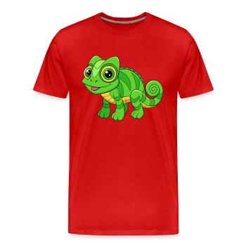 Chameleon Cute Mascot Cartoon Character Kawaii - Men's Premium Organic T-Shirt - red - Front - Damien (186cm)