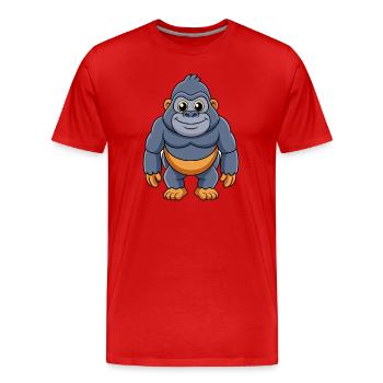 Gorilla Cute Mascot Cartoon Character Kawaii - Men's Premium Organic T-Shirt - red - Front - Damien (186cm)