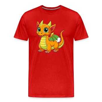Dragon Mignon Mascotte Personnage De Dessin Animé Kawaii - T-shirt bio Premium Homme - rouge - Devant - Damien (186cm)