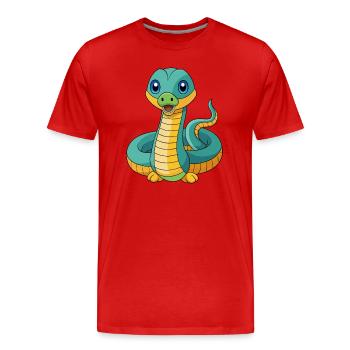 Anaconda Cute Mascot Cartoon Character Kawaii - Men's Premium Organic T-Shirt - red - Front - Damien (186cm)