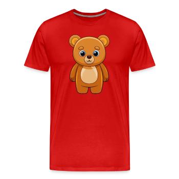 Bear Cute Mascot Cartoon Character Kawaii - Men's Premium Organic T-Shirt - red - Front - Damien (186cm)