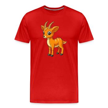 Antilope Mignon Mascotte Personnage De Dessin Animé Kawaii - T-shirt bio Premium Homme - rouge - Devant - Damien (186cm)