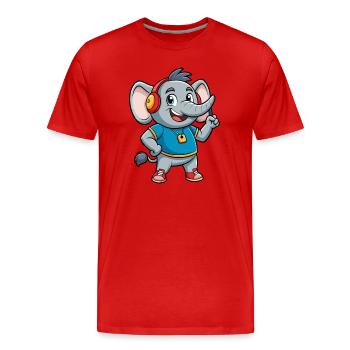 Elefant Lustige Zeichentrickfigur Kopfhörer Musik - Männer Premium Bio T-Shirt - Rot - Vorne - Damien (186cm)